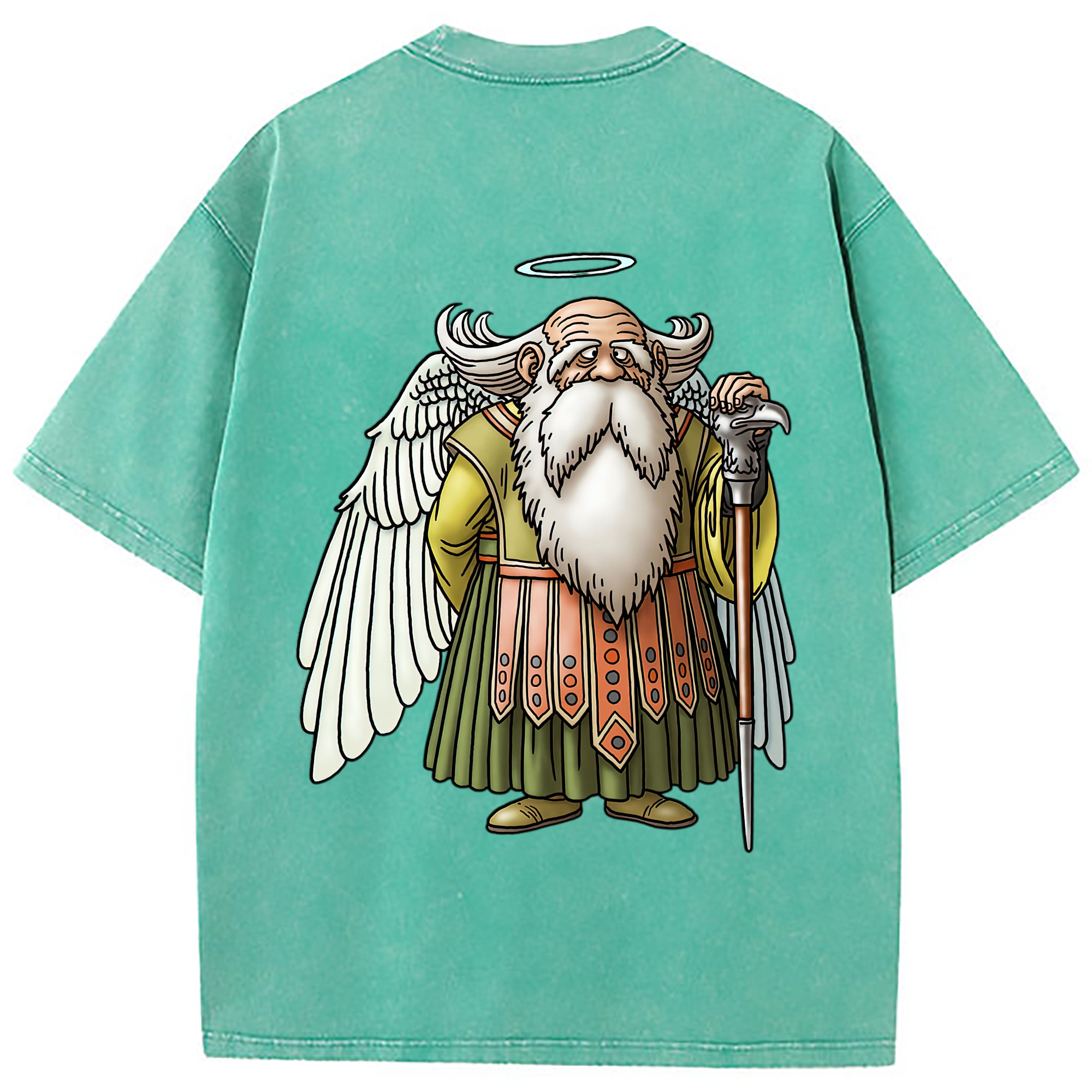 （画像用） ドラゴンクエスト Doragon Kuesuto Dragon Quest 綿100% ヴィンテージ風 半袖Tシャツ（背面プリント）